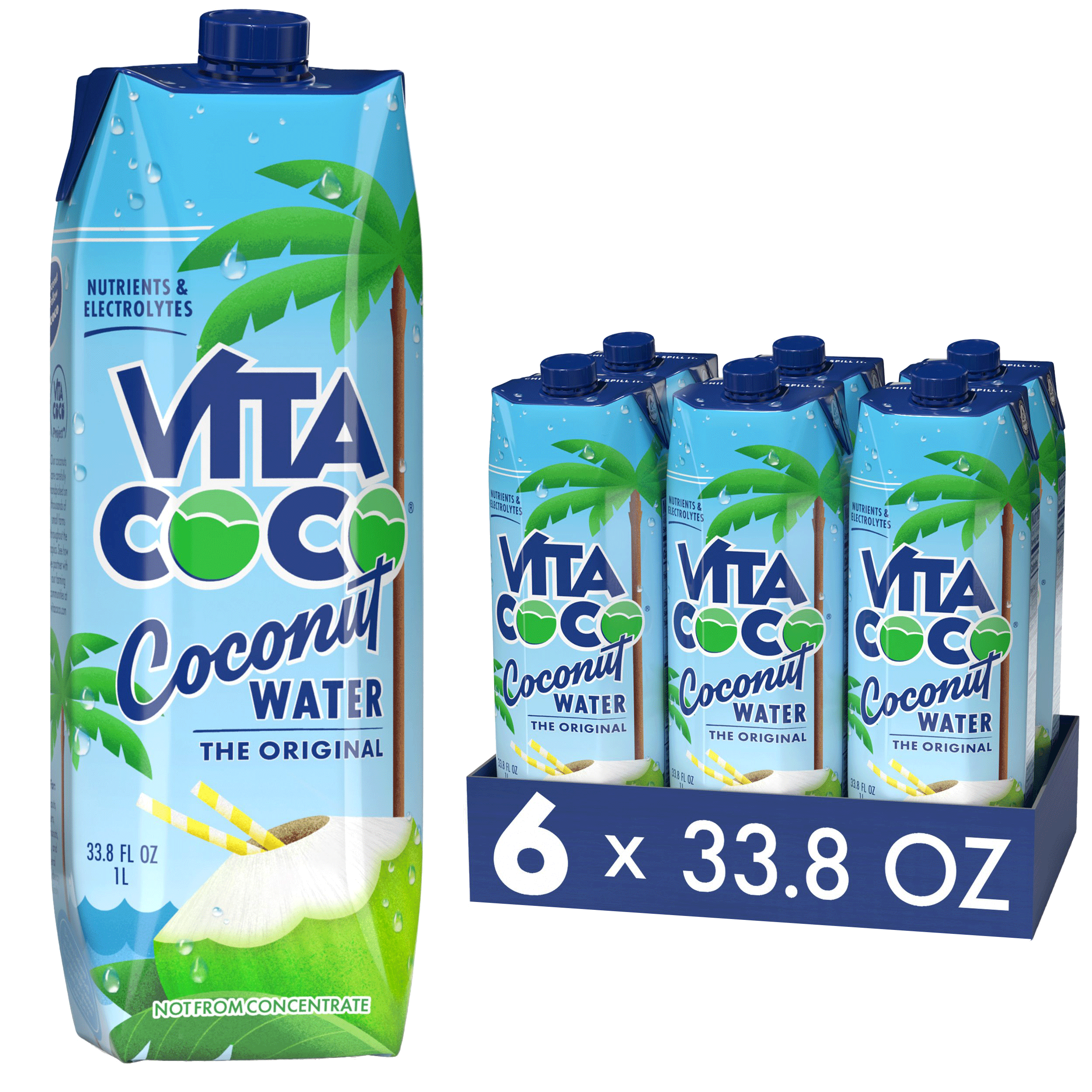 Delicious Vita Coco coconut water, perfect for hydrating on your vacation.