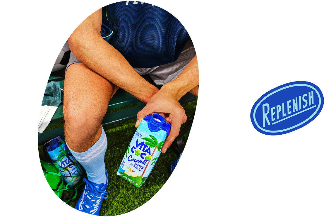 Friends drinking Vita Coco on steps