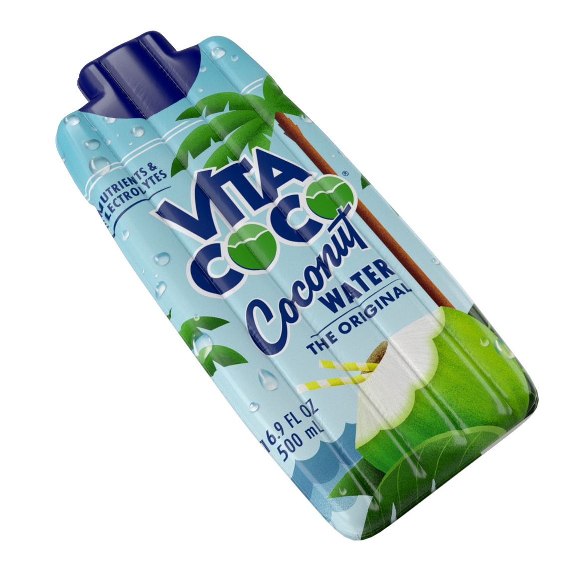 The Reversible Coconut Water Floatie by Vita Coco is a refreshing beverage packed with electrolytes and nutrients. It is made from natural coconut water and has a satisfying taste. The Reversible Coconut Water Floatie by Vita Coco comes in various dimensions, including width.